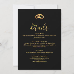 ブラックゴールドの結婚式詳細カード カード