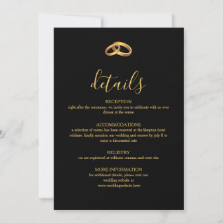 ブラックゴールドの結婚式詳細カード カード