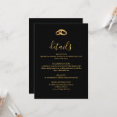 ブラックゴールドの結婚式詳細カード カード (正面/裏面インサイチュ)