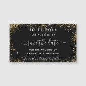 ブラックゴールドの結婚式Save the Dateマグネット (正面)
