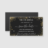 ブラックゴールドの結婚式Save the Dateマグネット (正面/裏面)