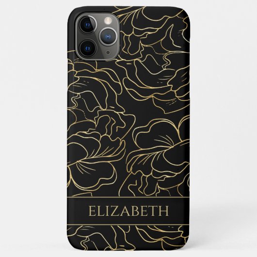 ブラックゴールドの花のオーダーメイド Case-Mate iPhoneケース (裏面)