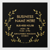 ブラックゴールドの花輪 ビジネス ストア 開店時間 ウィンドウサイン (シート)