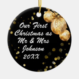 ブラックゴールドの記念すべき最初のクリスマス Mr&Mrs セラミックオーナメント