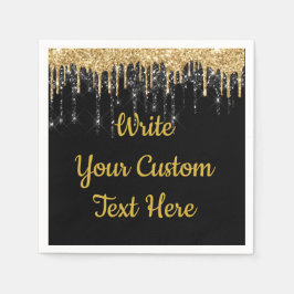 ブラックゴールドの誕生日パーティーサーヴィエット 記念日 スタンダードカクテルナプキン