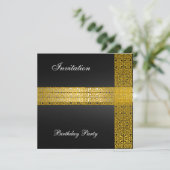 ブラックゴールドの誕生日パーティー招待状 招待状 (スタンド正面)