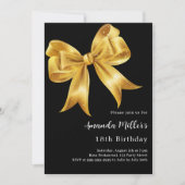 ブラックゴールドの豪華な誕生日 招待状 (正面)