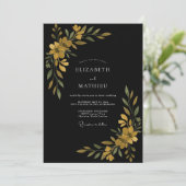 ブラックゴールドの野生の花の結婚式 招待状 (スタンド正面)
