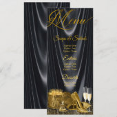 ブラックゴールドの靴の女性の誕生日メニューとプログラム 招待状 (正面/裏面)