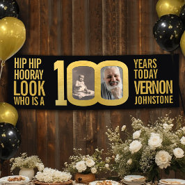 ブラックゴールドの100歳の誕生日パーティーの写真 横断幕