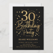ブラックゴールドの30歳の誕生日 招待状 (正面)