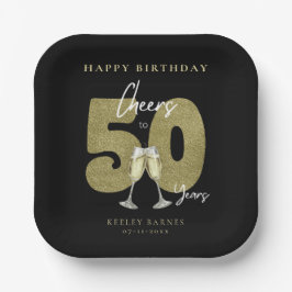 ブラックゴールドの50歳の誕生日パーティーに乾杯 ペーパープレート