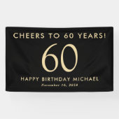 ブラックゴールドの60歳の誕生日お祝いに乾杯 横断幕 (横)