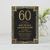 ブラックゴールドの60歳の誕生日写真 招待状 (スタンド正面)