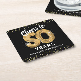 ブラックゴールドの「50年乾杯」誕生日 スクエアペーパーコースター