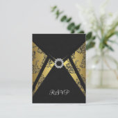ブラックゴールドのRSVPカード 出欠カード (スタンド正面)