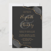 ブラックゴールドアゲートコーナーダークウェディング 招待状 (正面)