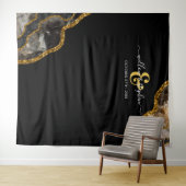 ブラックゴールドアゲートジオード結婚式バックドロップバナー タペストリー (インサイチュ(横))