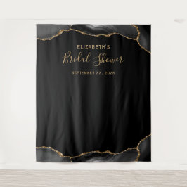 ブラックゴールドアゲートダーク ブライダルシャワーフォトブース タペストリー