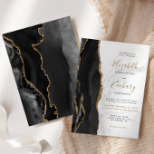ブラックゴールドアゲート大理石のウェディング 招待状