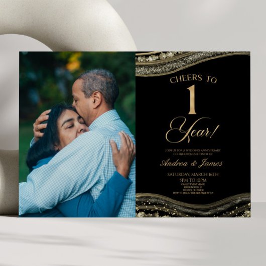 ブラックゴールドアゲート 結婚1周年記念パーティー 招待状