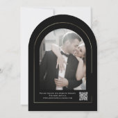 ブラックゴールドアーチホワイトセーブザデート結婚式 招待状 (裏面)