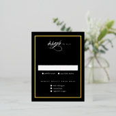 ブラックゴールドエレガントフォイルウェディングRSVPカード 箔シーズンポストカード (立ち正面)
