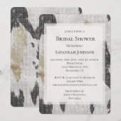 ブラックゴールドカウハイドカウガールスパークルブライダルシャワー 招待状 (正面/裏面)