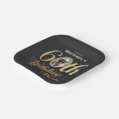 ブラックゴールドカスタムフォイル写真60誕生日 ペーパープレート (傾斜あり)