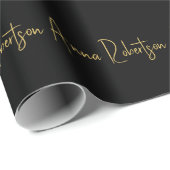 ブラックゴールドカラーズプロフェッショナルトレンディーなカリグラフィー ラッピングペーパー (ロールコーナー)