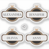 ブラックゴールドクラウン オーダーメイドネームステッカー シール (正面)