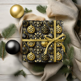 ブラックゴールドクリスマスパターン#20 ID1009 ラッピングペーパー