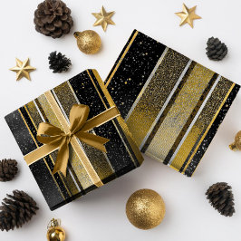 ブラックゴールドクリスマスパターン#27 ID1009 ラッピングペーパー