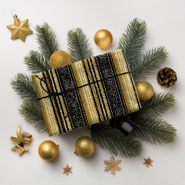 ブラックゴールドクリスマスパターン#28 ID1009 ラッピングペーパー