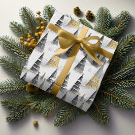 ブラックゴールドクリスマスパターン#8 ID1009 ラッピングペーパー