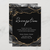 ブラックゴールドグリッターアゲートストーン ウェディング 封筒C エンクロージャーカード (正面/裏面)