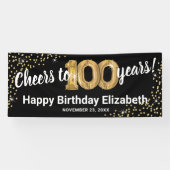 ブラックゴールドグリッター100歳の誕生日 横断幕 (横)