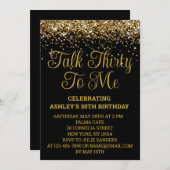 ブラックゴールドグリッター30歳誕生日会話三十歳の私 招待状 (正面/裏面)