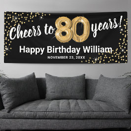 ブラックゴールドグリッター80歳の誕生日 横断幕