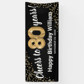 ブラックゴールドグリッター80歳の誕生日 横断幕 (縦)
