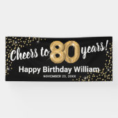 ブラックゴールドグリッター80歳の誕生日 横断幕 (横)