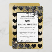 ブラックゴールドグリッター ハートのエース 招待状 (正面/裏面)