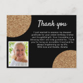 ブラックゴールドグリッター フォト バースデー サンクス ポストカード (正面)