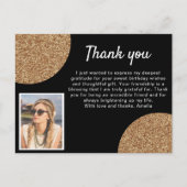 ブラックゴールドグリッター フォト バースデー サンクス ポストカード (正面)