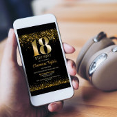 ブラックゴールドグリッター 18歳の誕生日パーティー 招待状