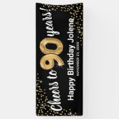 ブラックゴールドグリッター 90歳の誕生日 横断幕 (縦)
