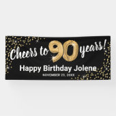 ブラックゴールドグリッター 90歳の誕生日 横断幕 (横)
