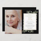 ブラックゴールドグリーンのライフフォト 招待状 (正面/裏面)