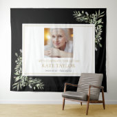 ブラックゴールドグリーンフォト葬儀追悼式 タペストリー (インサイチュ(横))