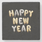 ブラックゴールドグレー謹賀新年 ストーンコースター (正面)